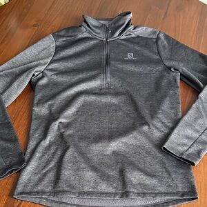 Salomon Men's Black and Gray Zip-Up Sweater - large